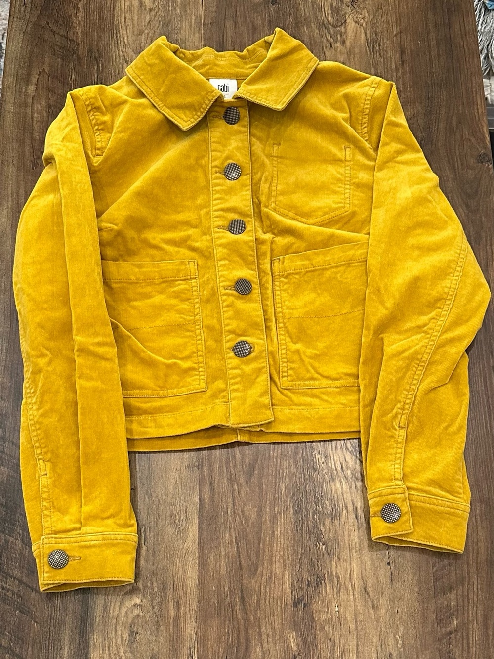 CAbi Mustard Yellow Corduroy Jean Jacket